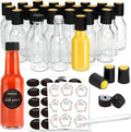 GMISUN Mini Hot Sauce Bottles 3 oz, 24 Pack Ginger Shot Bottles with Shrink Capsules, Glass Mini Wine Bottle with Label, for Kitchen Sauce Oil