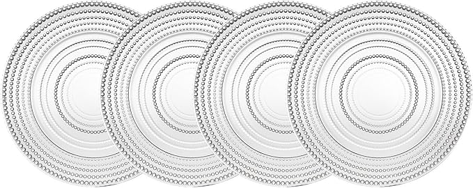 Godinger Glass Dinner Plates, Dinnerware Plate Set - Lumina,10.5", Set of 4