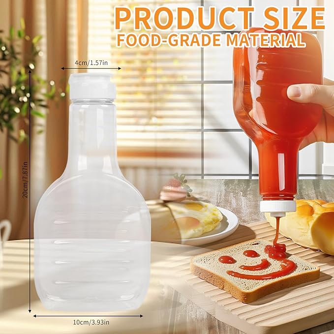 12 Pack 16 oz Clear Plastic Salad Dressing Bottles, Bulk Empty Squeeze Bottles with White Flip Top Caps for BBQ, Condiments, Sauce, Ketchup, Salad Dressing