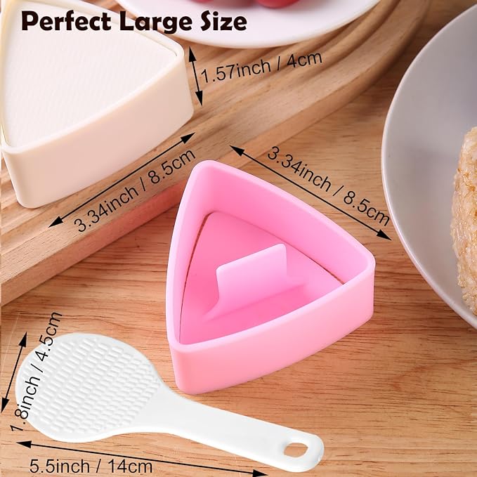 Onigiri Mold Triangle, 2 Pack Large Rice Ball Mold Sushi Makers, Japanese Rice Cooker Kit for Lunch Bento