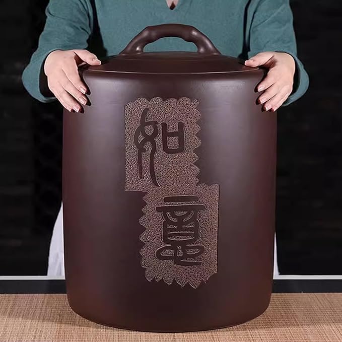 Ceramic Rice Storage Jar, Rice Storage Containe, Large Capacity Food Storage Jar, Grain & Rice Dispenser, Home Grain Storage Ceramic Container, Suitable for Flour, Sugar, Cereal, Coffee, Rice.