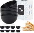 PYRMONT Unbreakable Cereal Bowl 26 OZ Alternative Plastic Bowls Reusable Wheat Straw Bowls Set of 8 Dishwasher & Microwave Safe Bowls for Kitchen,New Home Black Serving Bowls for Soup,Breakfast