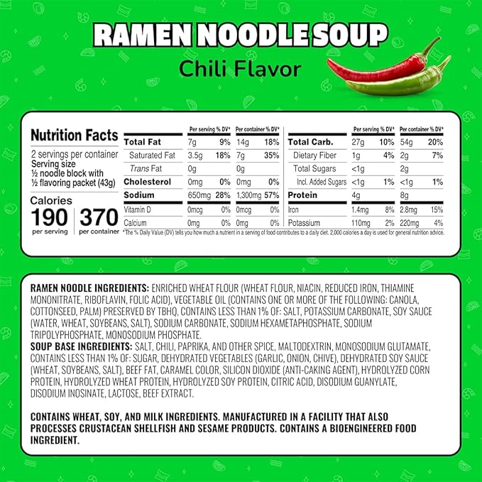 Maruchan Ramen Noodle Soup, Chili Flavor – Japanese-Style Instant Noodles, Quick & Easy Meal for Kids, Students & Busy Families – 3 Oz. (24 Pack)