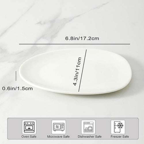Neaylfe Ceramic Appetizer Plates Set of 6, 6.7 inch Small Dessert Plates, White Salad Plates, Dinnerware Dishes Set for Snacks, Pasta, Side Dishes, Microwave, Oven Safe