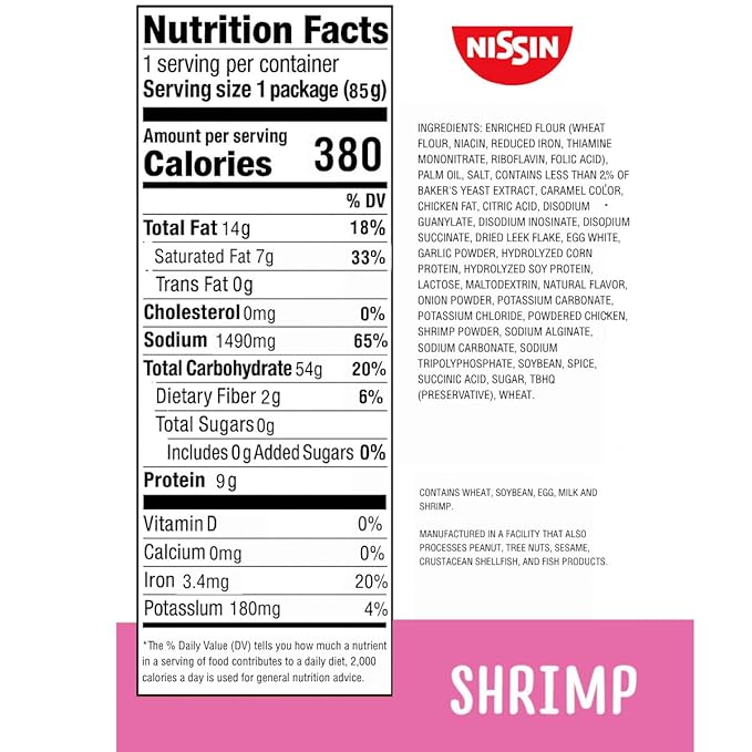 Nissin Top Ramen Noodle Soup, Shrimp Flavor, 3 Ounce (Pack of 24)