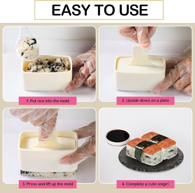 Onigiri Mold Set, 3 Pack Rice Ball Musubi Maker Press Large Triangle Rice Mold, Japanese Sushi Making Kit for Lunch Bento