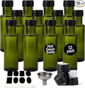 WERTIOO Hot Sauce Bottles 4oz – 12-Pack Mini Light-Blocking Bottles with Caps & Shrink Wrap – Preserve Color and Freshness of Oils Vinegars Sauces – for Kitchen Storage Gifts and Small-Batch, Green
