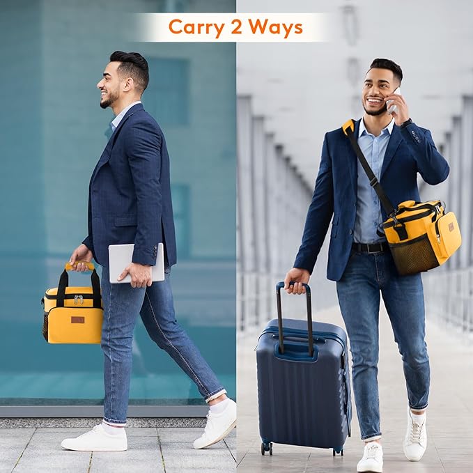 Lifewit Medium Lunch Bag, Insulated Lunch Box, Soft Cooler Cooling Tote for Adult Men Women, Orange 12-Can (9L)