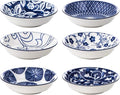 Selamica Ceramic Dipping bowls, 2.5oz Mini Bowl Soy Sauce Dish, Appetizer Side Dishes for Sushi,Sauce, Party, Pack of 6 (Vintage Blue)