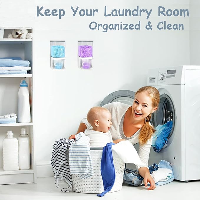 35 OZ Laundry Detergent Dispenser/Wall-Mounted Scent Booster Beads Dispenser for Laundry Room Storage, Suitable for Softener Beads/Sea Salt/Rice Dispenser/Sprinkles/Solid Grain Organize