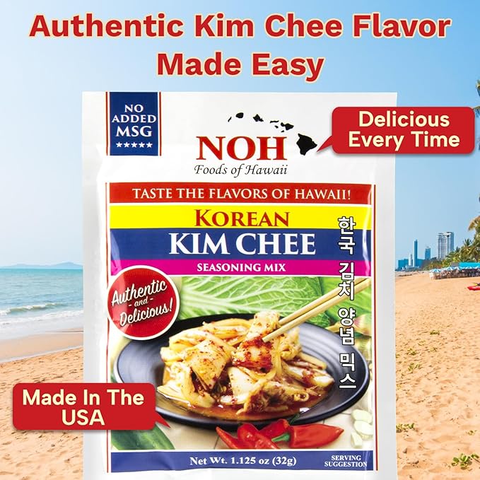 NOH Korean Kim Chee Seasoning Mix, 1.125 oz Packet (Pack of 3) - Authentic and Delicious Korean Kimchee Base, Ideal for Napa Cabbage, Turnips, Kimchi Cucumbers, and More - No Added MSG - Made in USA