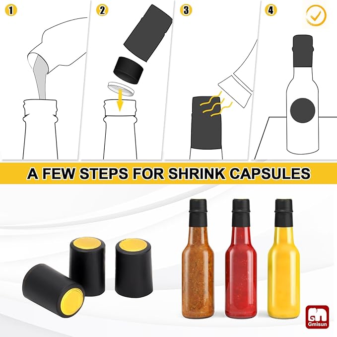 GMISUN Mini Hot Sauce Bottles 3 oz, 24 Pack Ginger Shot Bottles with Shrink Capsules, Glass Mini Wine Bottle with Label, for Kitchen Sauce Oil