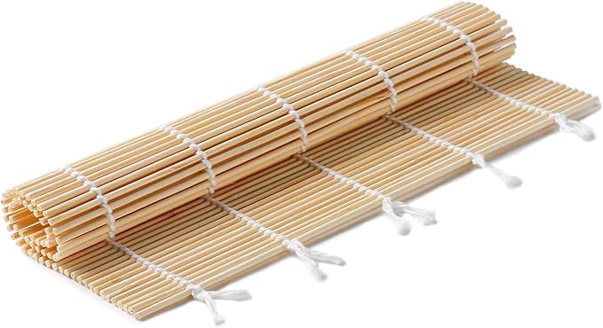 FUNGYAND Bamboo Sushi Rolling Mat with 2 Pairs of Chopsticks Natural Bamboo 9.5"x9.5" 2 Pcs Sushi Making Kit