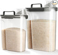 Viretec Rice Storage Container, 15 to 20lb Dry Food Airtight Dispenser, Pet Dog Cat Food Canister, BPA Free Clear Plastic Kitchen and Pantry Bin for Oatmeal, Cereal, Pasta, Flour Pack of 2 Grey