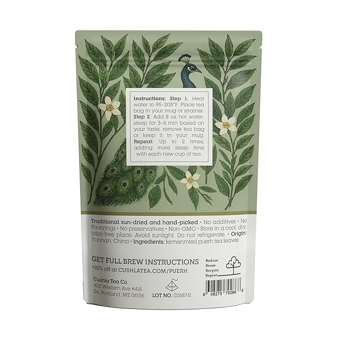 Ripe Premium Pu-Erh Tea - Aged Fermented Dark Tea Bags for Rich, Smooth Flavor | Earthy, Full-Bodied Chinese Pu’er Tea | 20 Premium Pyramid Tea Bags