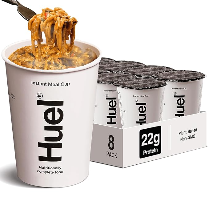 Huel Hot and Savory Cups | Japanese Curry Noodles | 25g Protein Plant Based Instant Meal | 27 Vitamins and Minerals | 100% Nutritionally Complete | 8 Cups