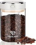37oz Airtight Glass Coffee Canister with One-way CO2 Valve, Borosilicate Vacuum Coffee Bean Storage Canister with Date Tracker, Wide-Mouth Storage Container for Home,Kitchen,Coffee Bar