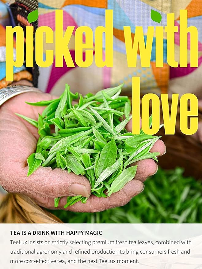 TeeLux Jasmine Green Tea Bags, Natural Caffeinated Jasmine Scented Green Tea with Pleasant Aroma, 100 Count Tea Bags