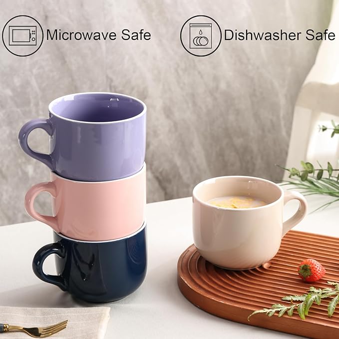 Soup Mugs with Handles Microwave Safe, 21 OZ Jumbo Ceramic Soup Mug, Soup Cups for Coffee, Tea, Soup, Cereal, Salad, Dishwasher & Oven Proof Soup Bowls with Handle, Dark Blue