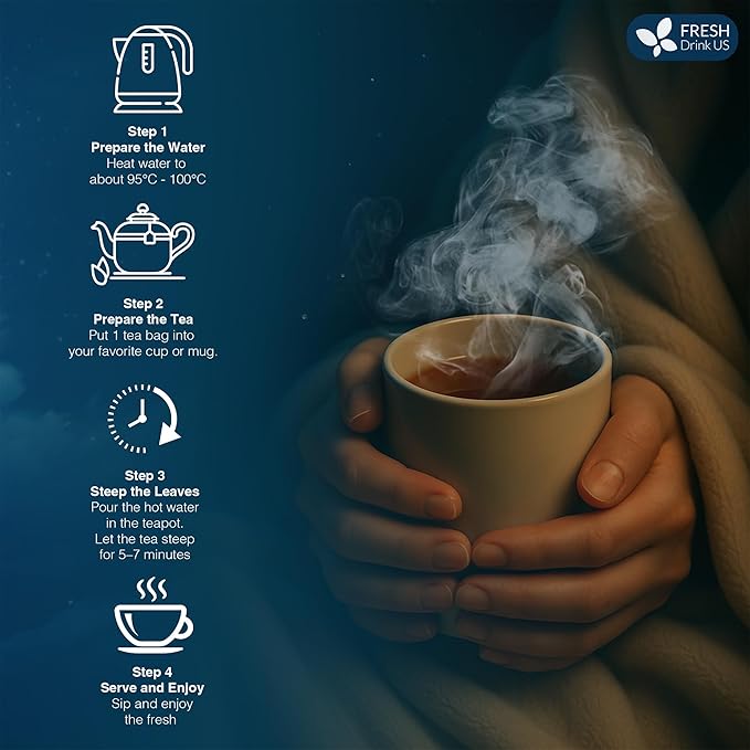 FreshDrinkUS, Premium 75 Tea Bags Better Sleep Herbal Tea | Caffeine-Free Loose Leaf Blend with Spearmint Leaves, Lemongrass Leaves, and Hawthorn Berry – Naturally Refreshing and Aromatic.