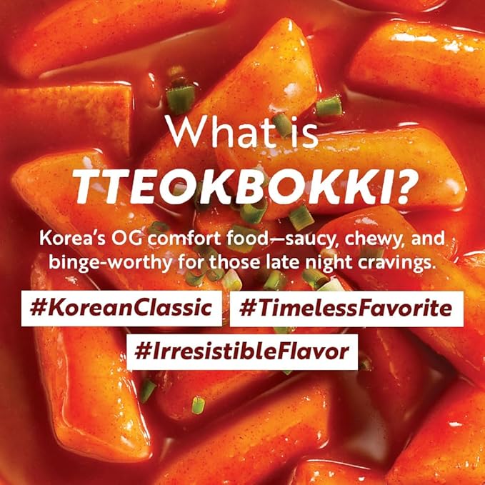 Spicy Cup Tteokbokki Instant Rice Cakes Korean – [Original (Gochujang) | Pack of 6] – Ready in 3 Minutes | Gluten-Free, Chewy, Quick & Easy Meal | Street Food Snack | 0 Cholesterol/ 0 Trans Fat - O’food
