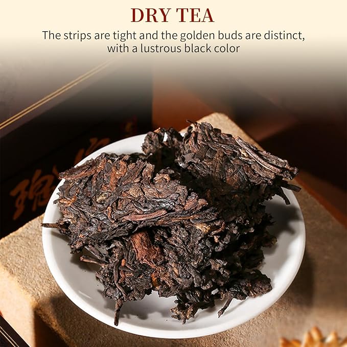 XIXICHA Classic Premium Pu-erh Tea Brick Grade AAA Produced in 2020 Aged Ripe Pu 'er Ancient tree Pu 'er tea Cake Worth collecting Produced in Menghai，Yunnan 500g/17.64oz（250g*2）Additive-free Chinese tea（468 cups）普洱熟茶 典藏普洱 云南勐海普洱茶砖