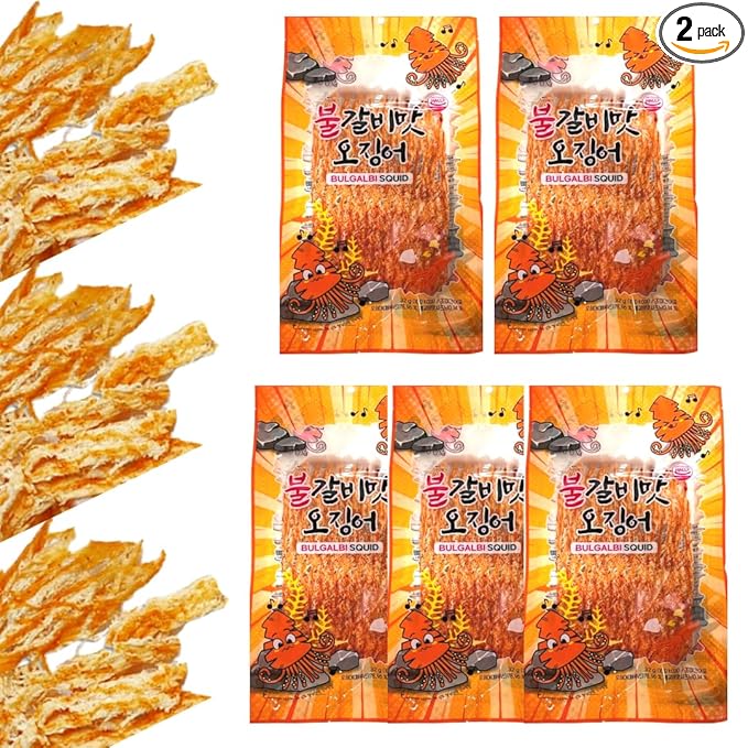 JOKUNA - Korean dried squid - Soft and chewy texture squid (Spicy, Butter, Roasted) (Spicy - 5 pack)