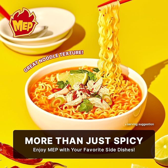 Samyang MEP Chicken Cilantro Ramen, Spicy Korean Instant Bowl Noodle Soup, Savory Bone Broth Ramyeon, Lime Freshness, 3.88 oz (Pack of 6 Bowls)