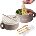 AI LOVE PEACE Ramen Bowl Set of 2, 40 oz Microwaveable Ramen Noodle Bowl Cooker with Lids, Soup Bowls for Pho, Pasta, Rice, Oatmeal, Home Office Dorm (2x Beige)