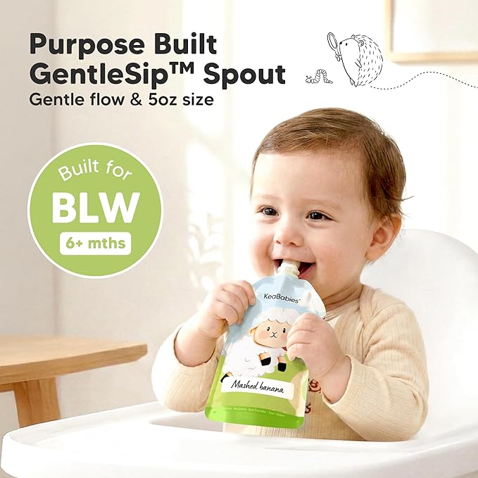 12-Pack Reusable Baby Food Pouches Refillable – 5oz Reusable Pouches for Toddlers, Kids Squeezable Yogurt, Apple Sauce, Fruit Smoothie, Baby Puree Container, Homemade Baby Food Essentials (Lil Barn)
