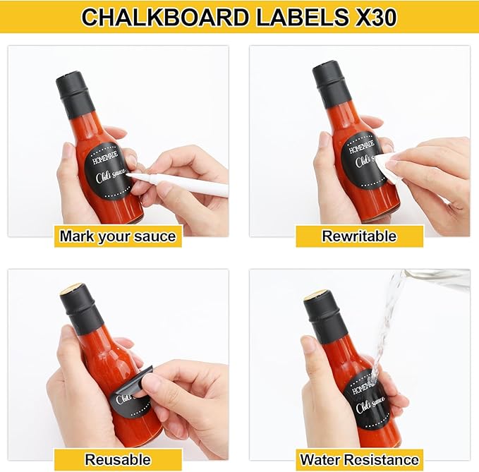 GMISUN Mini Hot Sauce Bottles 3 oz, 24 Pack Ginger Shot Bottles with Shrink Capsules, Glass Mini Wine Bottle with Label, for Kitchen Sauce Oil