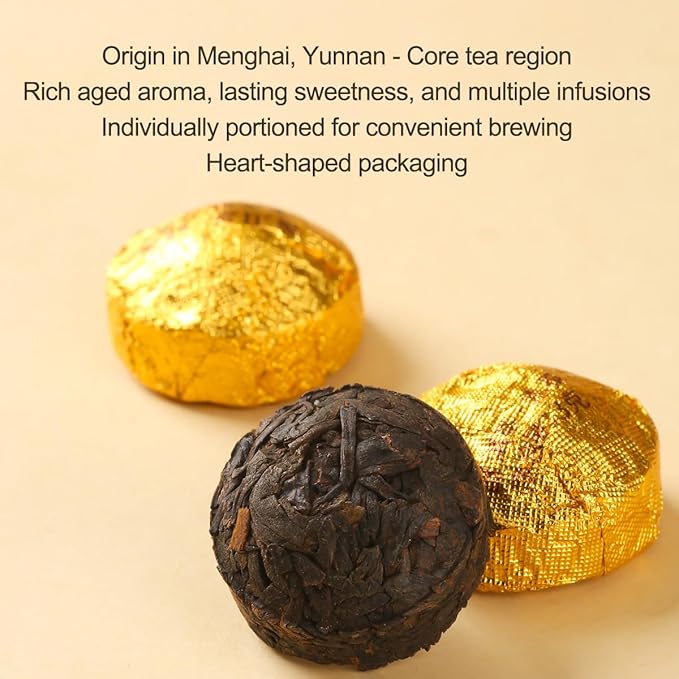 Bamatea Ripe Pu'erh Tea from Yunnan, China | 2021 Aged Black Tea Loose Leaf | 24 Count Individual Pack | 72g (2.54oz) for Premium Brewing