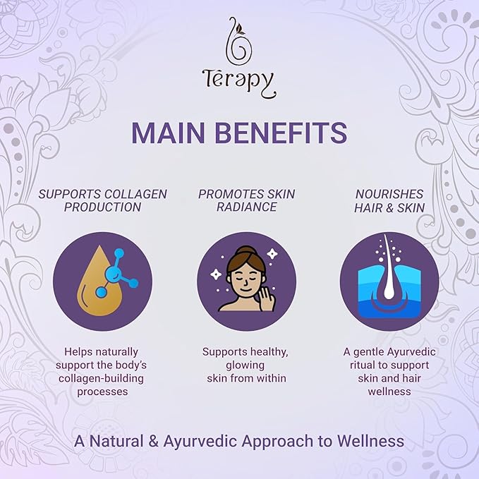 Térapy Ceylon Youthful Glow Tea Bags – Blue Butterfly Pea, Gotu Kola & Licorice Root Blend | Traditional Ayurvedic Herbal Tea Supporting Collagen for Skin & Hair Wellness | 18 Count