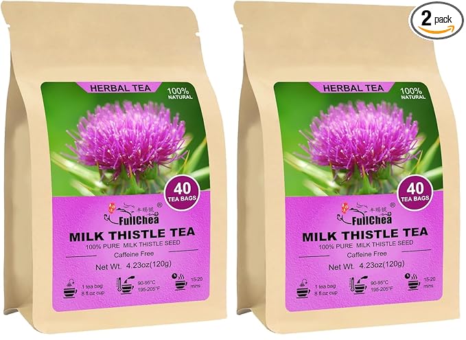 FullChea - Milk Thistle Tea Bags, 40 Teabags, 3g/Bag - Natural Milk Thistle Seed (Pack of 2)