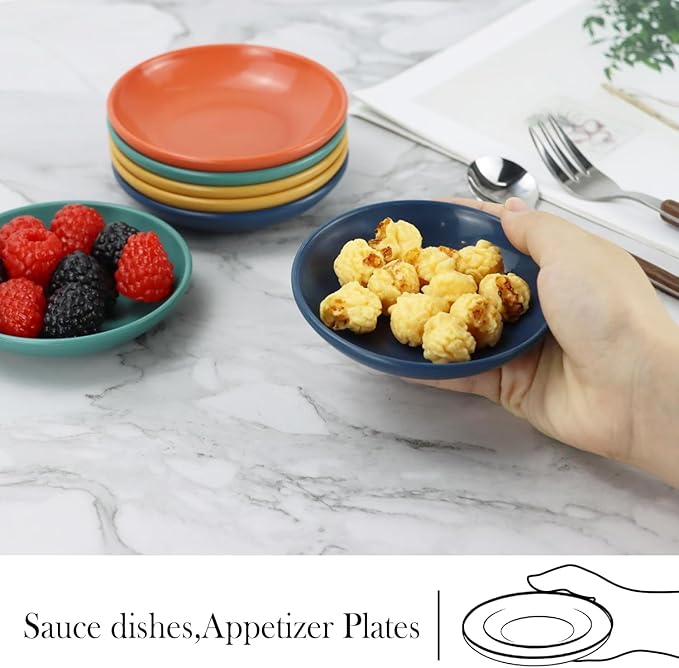 PYRMONT Wheat Straw Dipping Bowls 2 Oz Soy Sauce Dish 8 Pcs Small Bowls for Side Dishes Unbreakable Condiment Bowls Microwave & Dishwasher Safe Soy Sauce Bowls for Ketchup,Party,BBQ-Multi