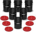 ePackageSupply 5 Gallon Bucket - Food Grade Bucket with Airtight Gamma Seal Screw-On Lid, BPA-Free, Heavy-Duty 90 Mil HDPE Plastic, Bulk Storage, Durable Container, Made in USA, Black/Red, 6 Packs