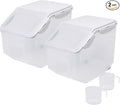 HANAMYA Food Storage Container with Measuring Cup, BPA free, 50-Cup, For Rice | Grain | Pet Food | Flour, 2 Set, Clear & Off White