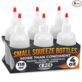 6-Pack Squeeze Bottles for Liquids 4 oz with Scale – No-Mess Dispensing | Clear Condiment Bottle Set for Sauces, Oil, Dressing, Syrup, Ketchup, Mustard & Cookie Decorating – Refillable Squirt Bottles