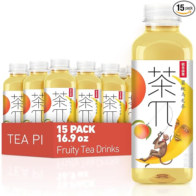 Tea PI Iced Tea – Peach Oolong Tea Sweet Iced Fruit Tea Bottles, Real Juice, -16.9 fl oz, 500mL, 15 Pack
