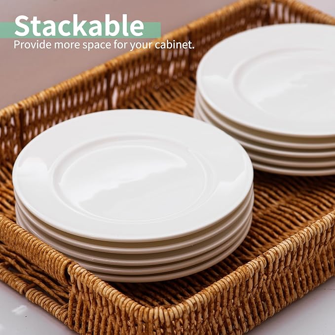6 Inch Ceramic Dessert Plates Set of 18, Small Salad Plates, Porcelain Round Shaped Dinner Plates, Appetizer Plates for Cake Waffles Snacks Side Dish, Oven Microwave Dishwasher Safe, White