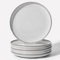 Pokini 10 Inch Ceramic Plates, White Dinner Plate Set for Dessert Pizza Steak, Terracotta Kitchen Stoneware Serving Dishes Set, Dishwasher & Microwave Safe, Scratch Resistant