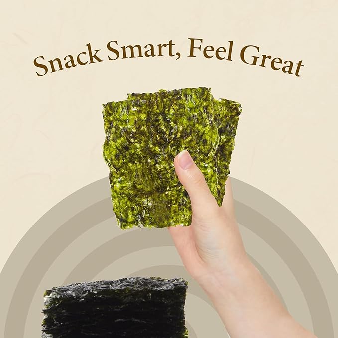Wang Korean Seaweed Snacks Original - Crispy Roasted Seaweed Sheets, Healthy Sea Weed Snack, Keto, Vegan, Gluten-Free - Pack of 16