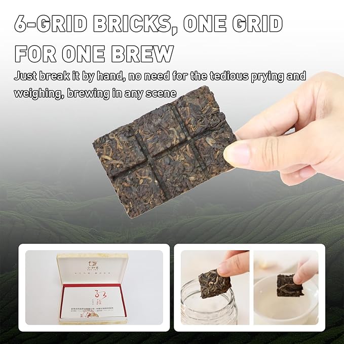 Organic Pu-erh Tea Brick Gift Set - Aged 10 Years Organic Pu'er Ripe Tea Cake, 50g x 8 Cakes Pu-erh, Premium 2015 Harvest Aged Fermented Chinese Black Puerh Traditional Puer for Gifts, Daily Drinking