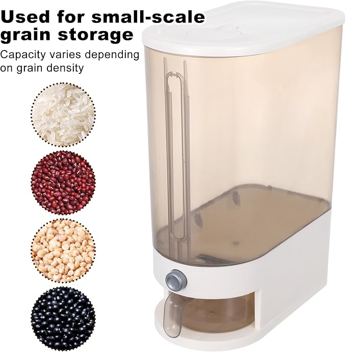 FMOACEN 22 Lbs Rice Dispenser with Measuring Cup Large Airtight Cereal Dispenser Multifunctional Dry Food Storage Container for Rice Grains Soybean Corn Kitchen Pantry Organization