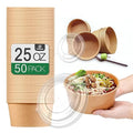 TOPtoper 50 Pack 25 Oz Large Paper Bowls with Lids, Disposable Soup Serving Bowls Bulk Party Supplies for Hot/Cold Food, Soup (25 OZ)