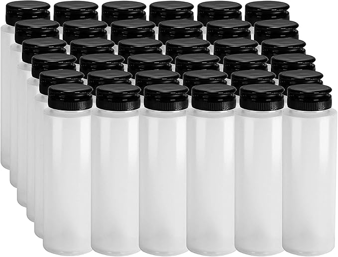 Pinnacle Mercantile Easy Squeeze Plastic Condiment Bottles with Black Flip Top Cap 8 oz Empty Pack 420