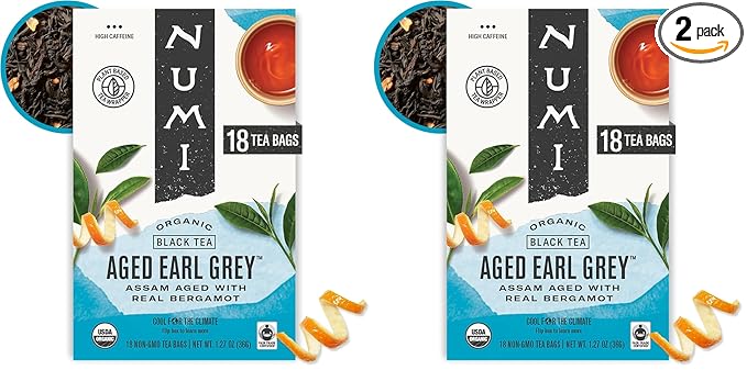 Numi Teas Tea Black Earl Grey Bergamot, 18 ct (Pack of 2)