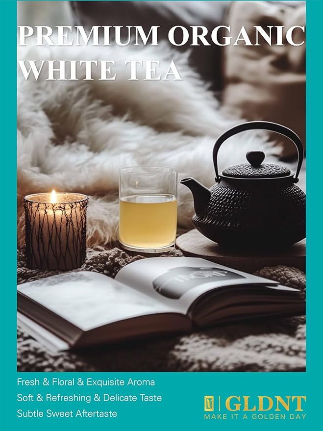 Organic White Tea Loose Leaf, 7oz Premium Whole Leaf White Tea, Light Floral & Clean Aroma, Smooth Refreshing Finish, Hot or Cold Brew, Low Caffeine