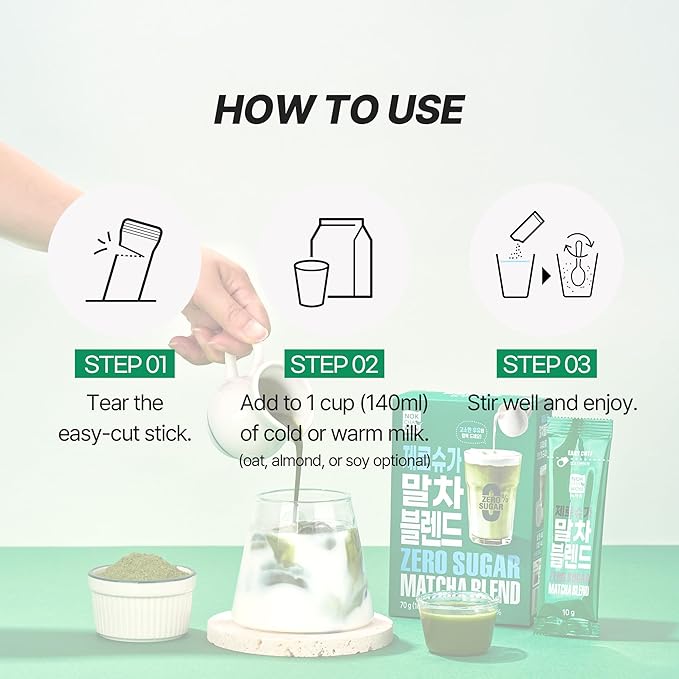 [Nokchawon] Sugar Free Matcha Green Tea Sticks (20 Count) - Instant Sweetened Powder Packets for Water Bottle - Zero Calorie Keto Friendly Energy for Travel and Office - 2.47 oz