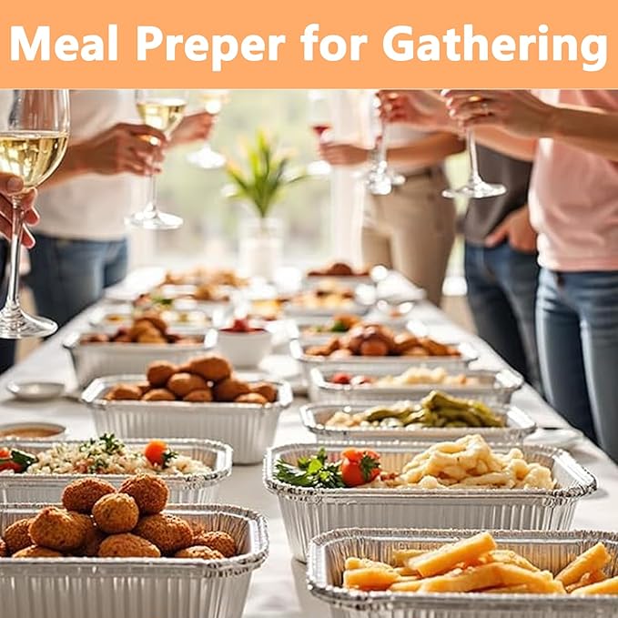 25 Pack Disposable Aluminum Pans with Lids, 2.25LB Capacity Tin Foil Pans, 8.5”x 6" Takeout Pans for Cooking, Baking, Heating, Storing